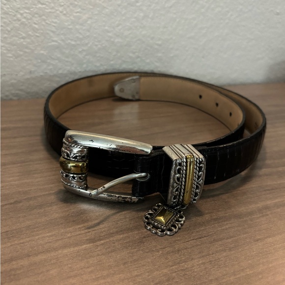 Brighton Accessories - Brighton Black Belt with Gold and Silver Detailing